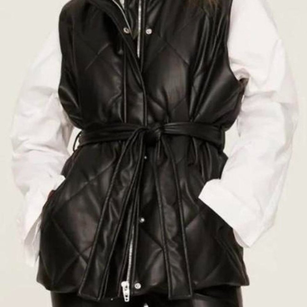 [BLANKNYC] Vegan Leather Quilted Vest With Belt NEW WITH TAGS!